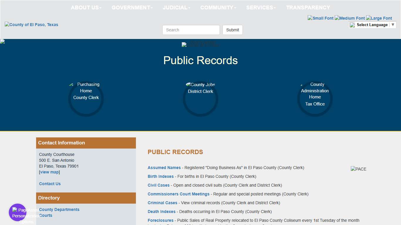 County of El Paso Texas - Public Records